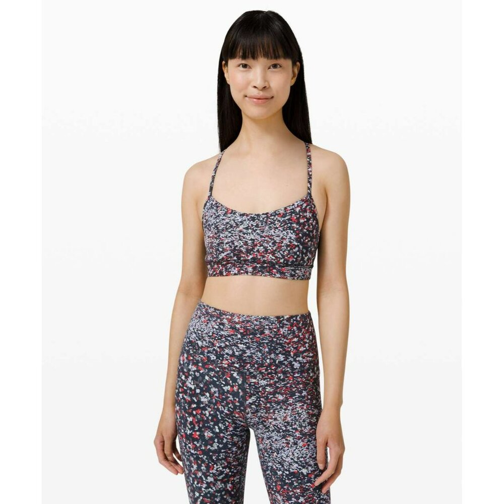 Lululemon Flow Y Bra Nulu Light Support A-C Cups Water Blossom Multi US 2